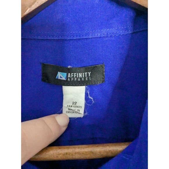 Affinity Apparel Blue Short-Sleeve Shirt Sz 22 Mens Polyester Cotton Greyhound - Picture 5 of 15